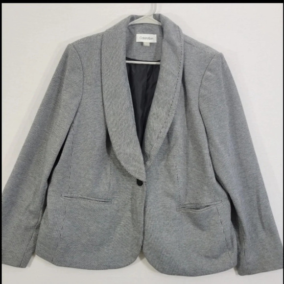 Calvin Klein Micro Houndstooth Jacket Blazer size 18 - Picture 1 of 9
